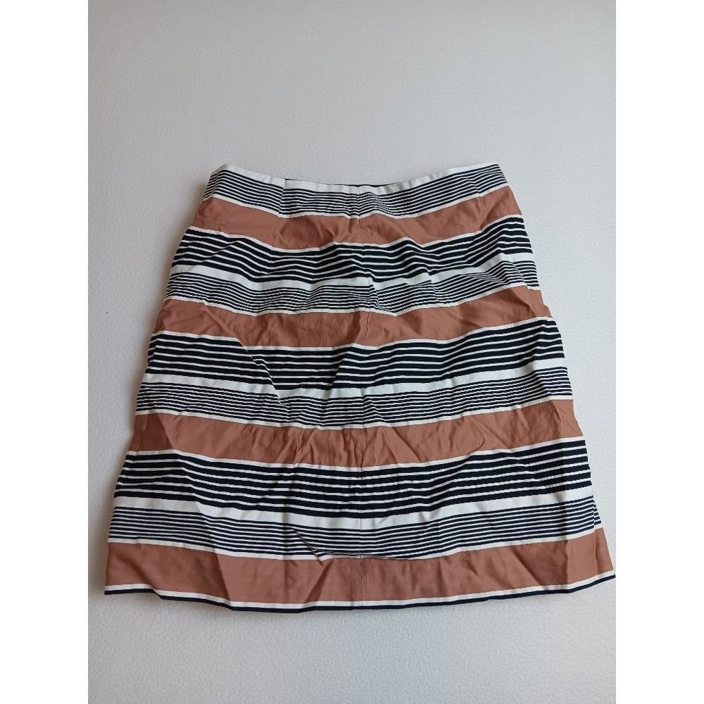 Striped A-Line Skirt Cotton Blend Navy Rust Cream Approx Size M See Measurements